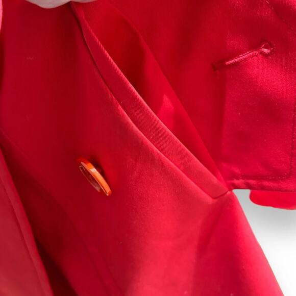 Escada Plus Size Trench Coat Jacket Red Cotton Double Breasted Womens - Picture 7 of 15